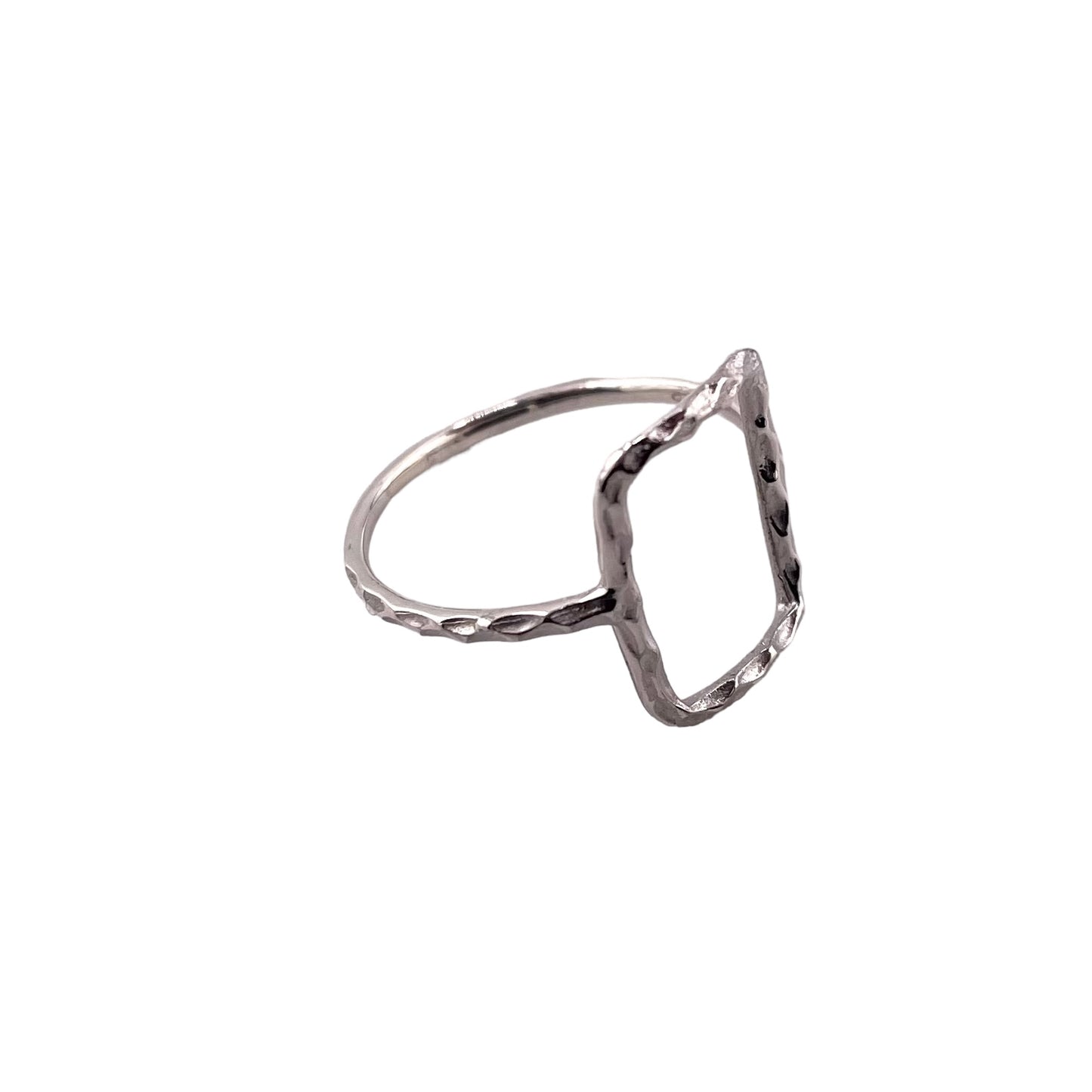 Hammered Rectangle Ring Sterling Silver