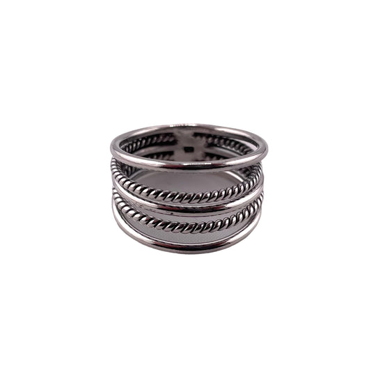 13mm Plain & Rope Ring Sterling Silver