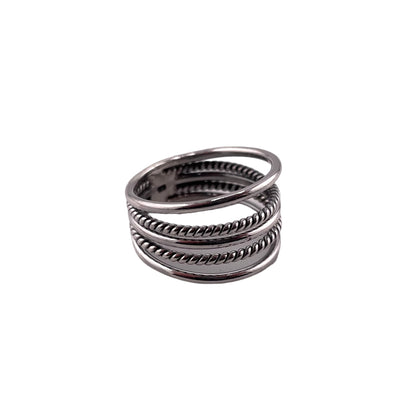 13mm Plain & Rope Ring Sterling Silver