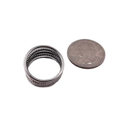 13mm Plain & Rope Ring Sterling Silver