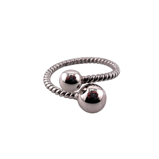 Roped Bead Ring Sterling Silver