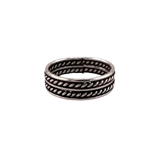 Double Rope 7mm Band Ring Sterling Silver