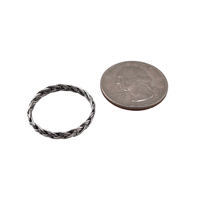 Braided Twine 3mm Band Ring Sterling Silver