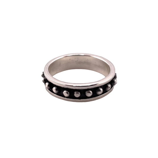 Ball Dot 1 Row Band Ring 6mm Sterling Silver