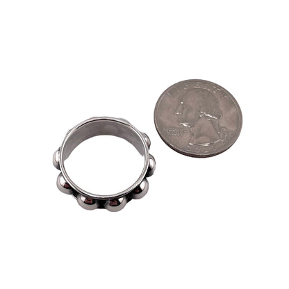 Big Ball Dot Drop Single Row 9mm Band Ring Sterling Silver