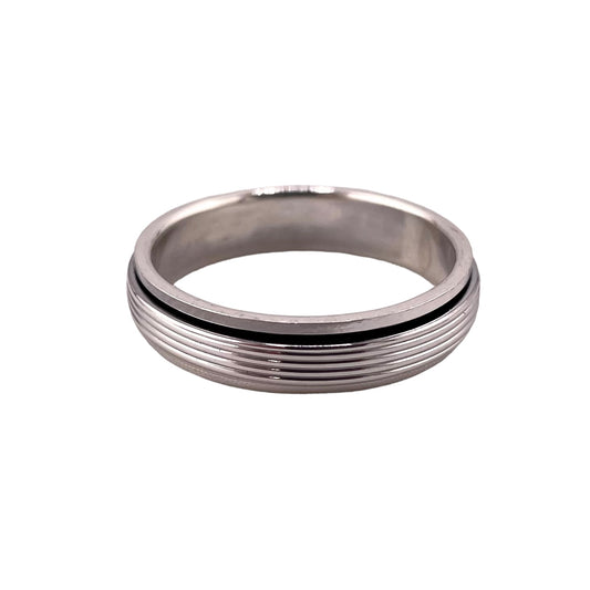 Plain Lined Spinner 5mm Band Ring Sterling Silver