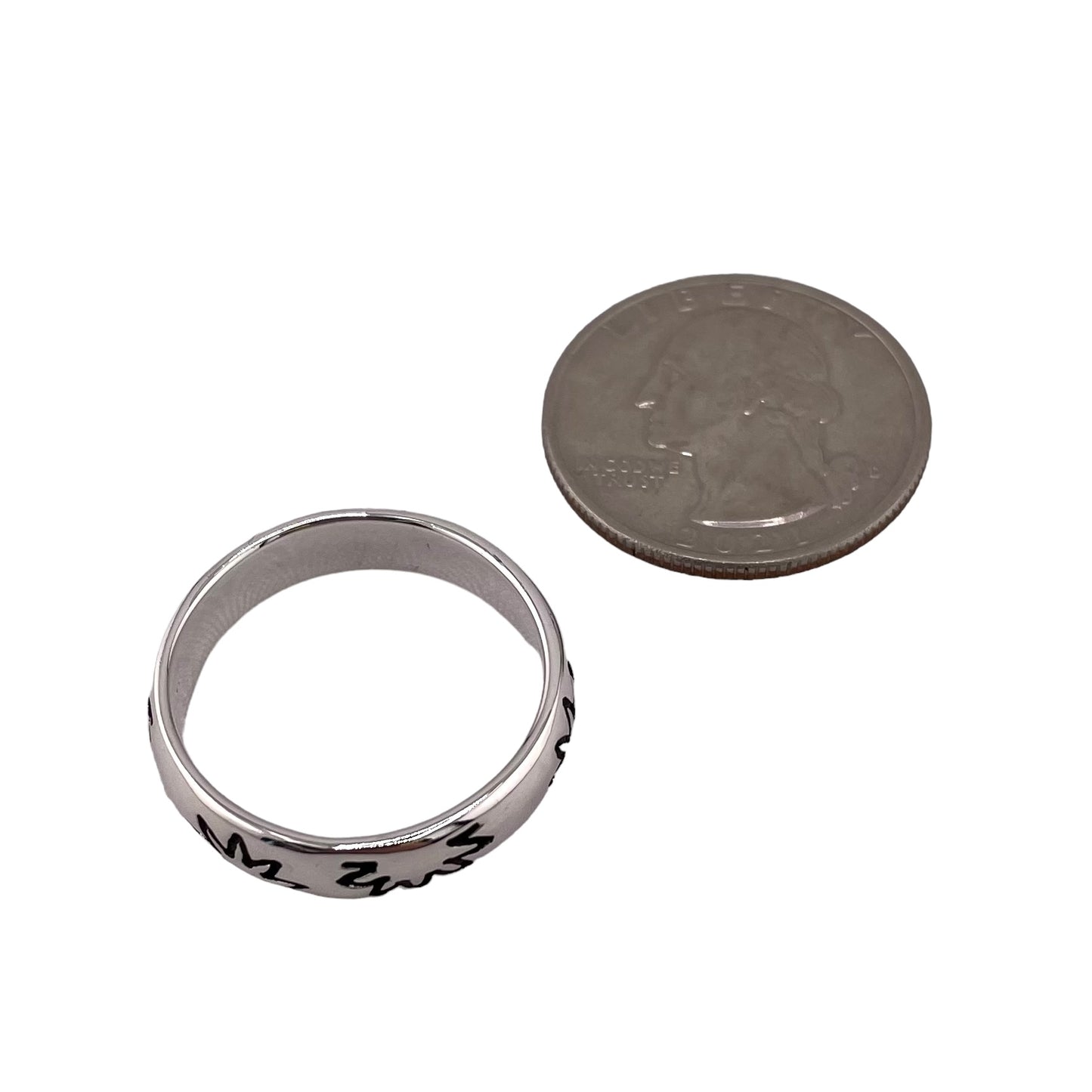 Stamped Sunrise 5mm Band Ring Sterling Silver