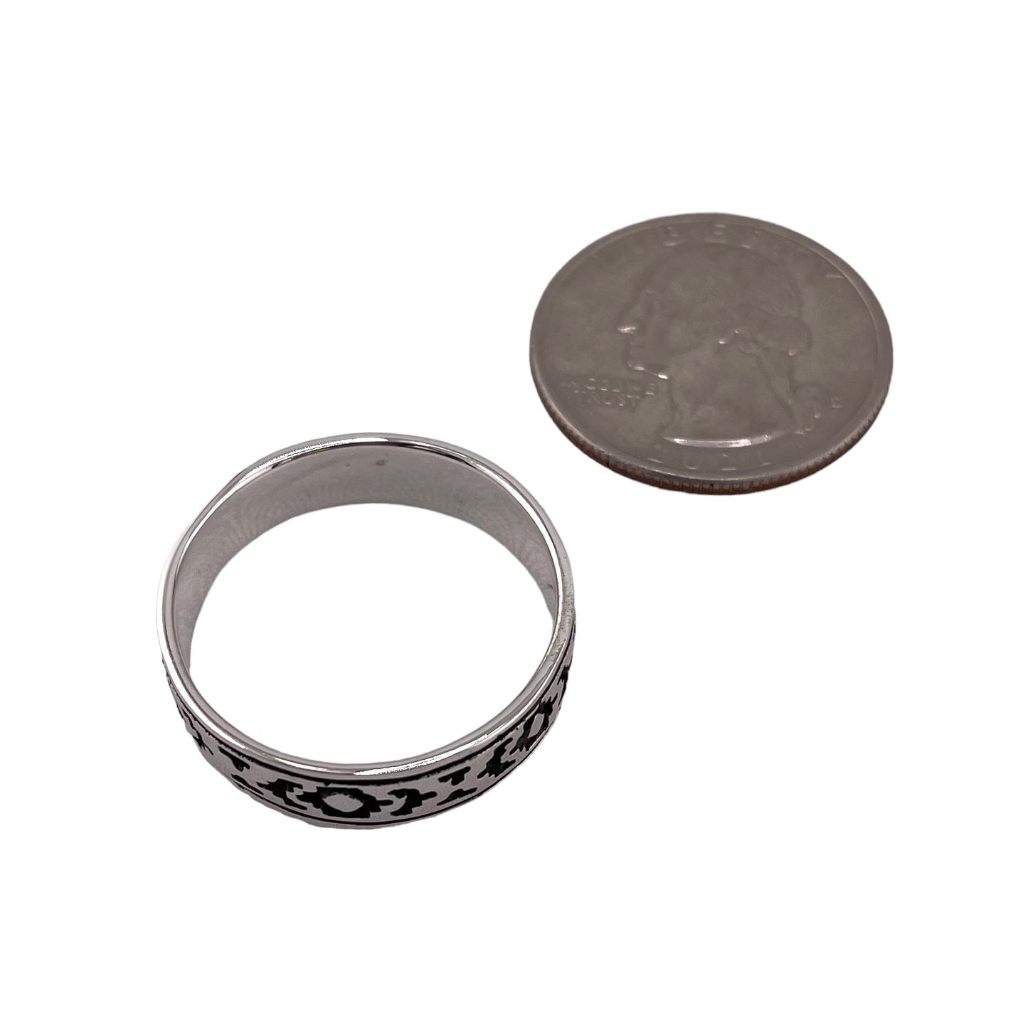 Stamped Southwestern Pattern 6mm Band Ring Sterling Silver