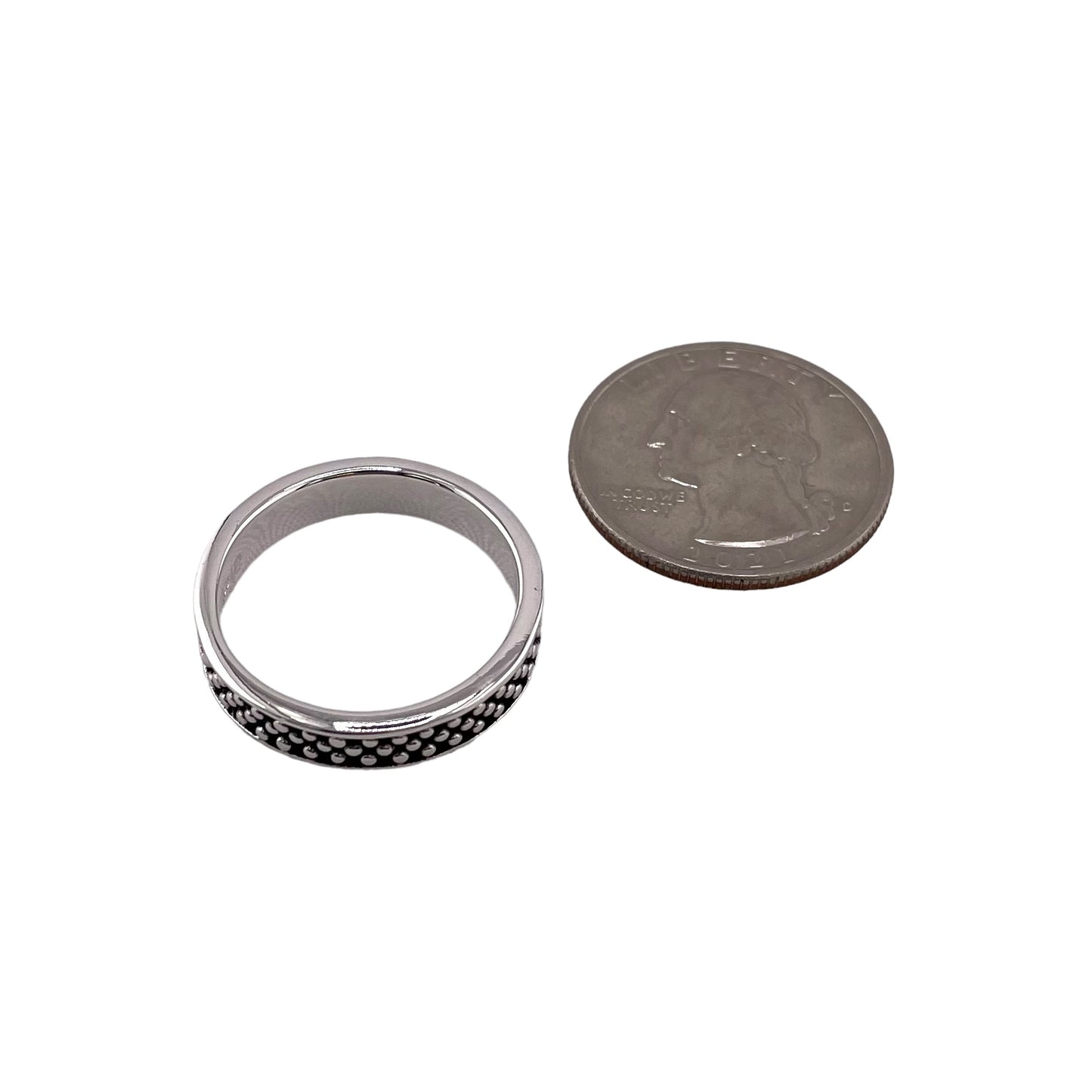 Studded 4.5mm Band Ring Sterling Silver
