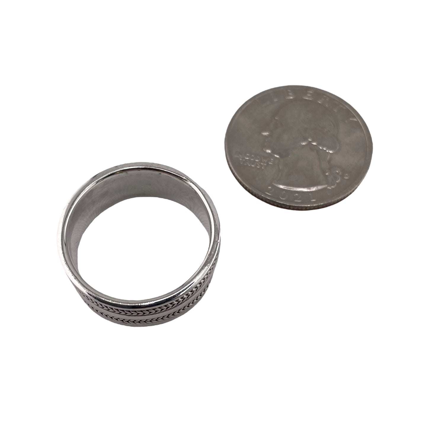 Roped 8mm Band Ring Sterling Silver