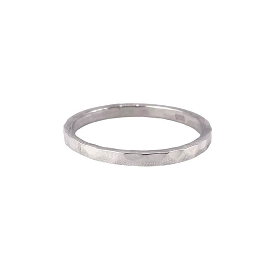 Hammered 2mm Band Ring Sterling Silver