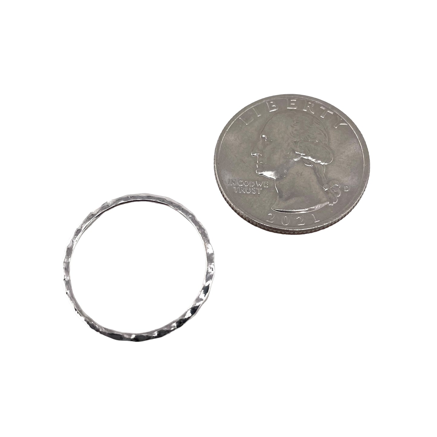 Hammered 2mm Band Ring Sterling Silver