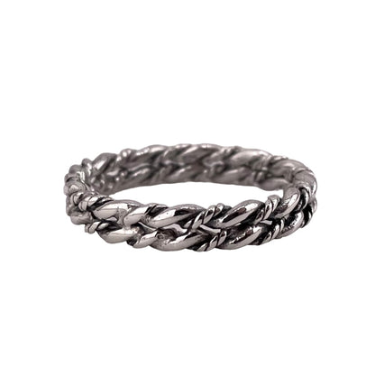 Double Rope Twist 4mm Band Ring Sterling Silver