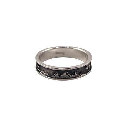 Imprinted Mountain Ring Sterling Silver