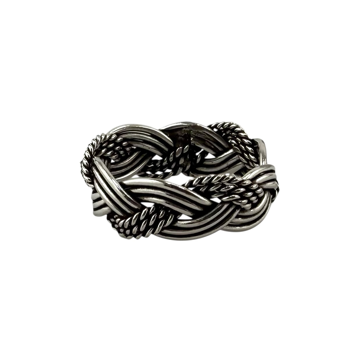 Braided Rope Twist 6mm Band Ring Sterling Silver