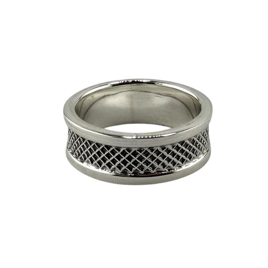 Diamond Link Pattern Ring Sterling Silver