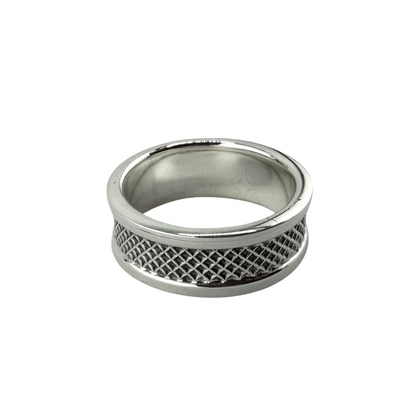 Diamond Link Pattern Ring Sterling Silver