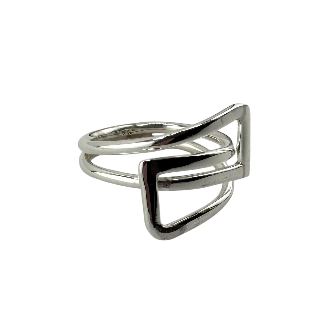 Interlink Triangle Pattern Ring Sterling Silver
