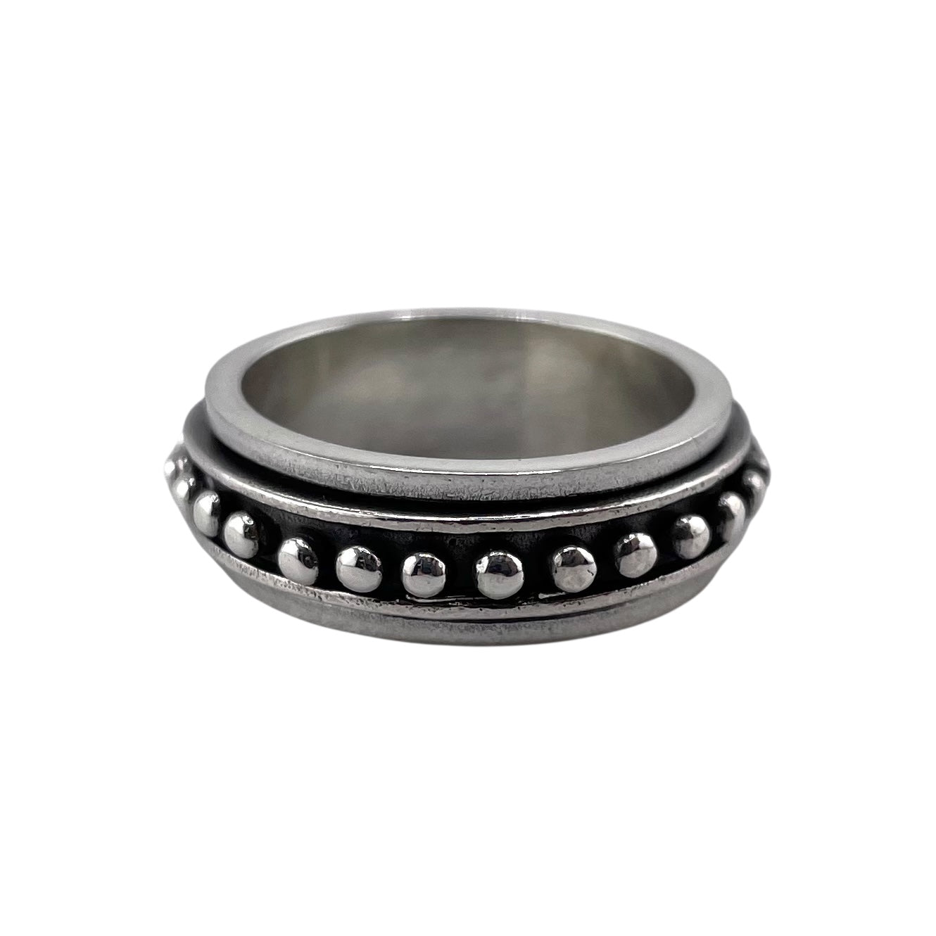 Bead Row Spinner Ring Sterling Silver