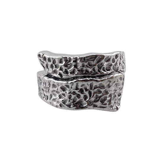 Hammered Pattern Wrap Ring Sterling Silver