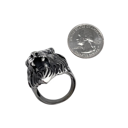 Lion Head Ring Sterling Silver