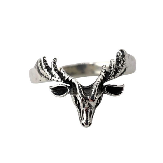 Deer Head Ring Sterling Silver