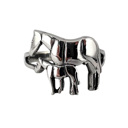 Mom and Baby Horse Ring Sterling Silver