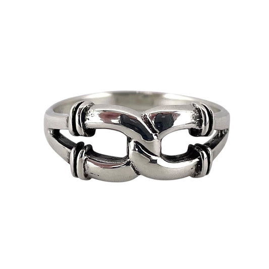 Double Horseshoe Link Ring Sterling Silver
