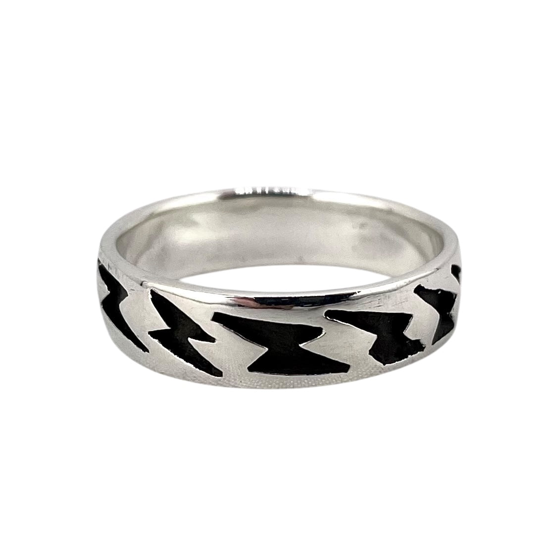 Lightning Bolt Band Ring Sterling Silver