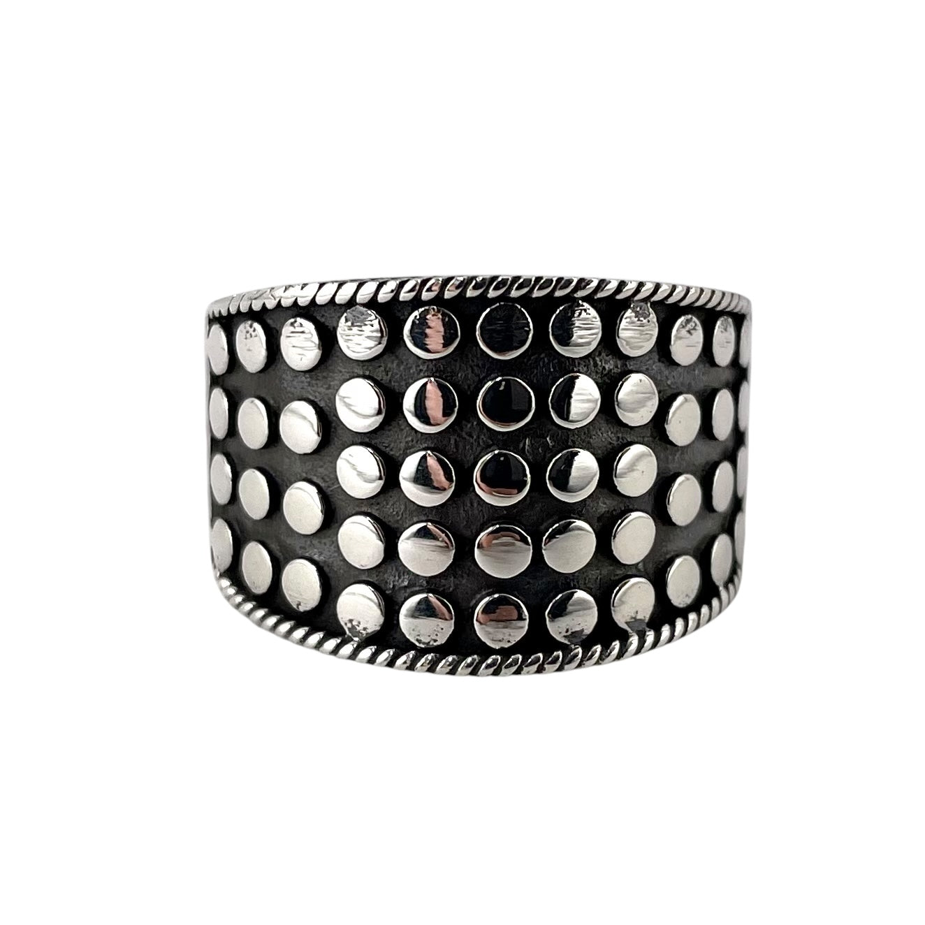 Circle Dot Row Ring Sterling Silver