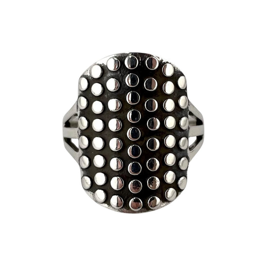 Circle Dot Bead Row Ring Sterling Silver