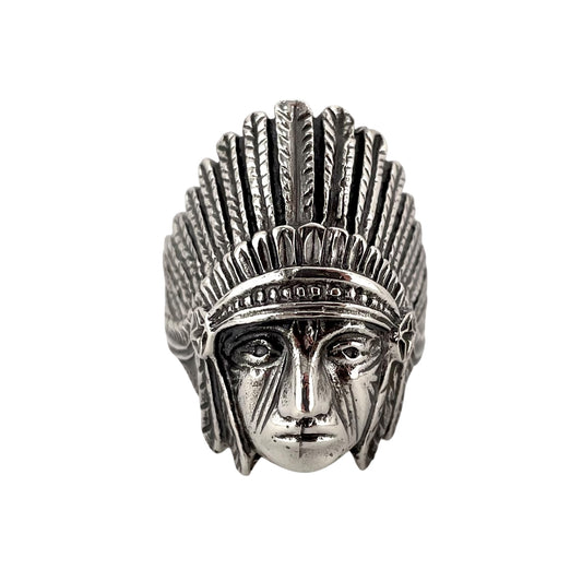 Indian Chief Ring Sterling Silver