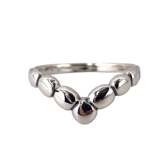 Bead Chevron Ring Sterling Silver