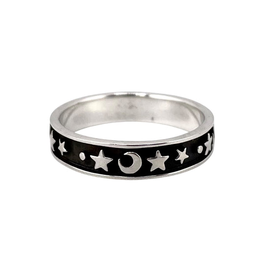 Star Moon Ring Sterling Silver