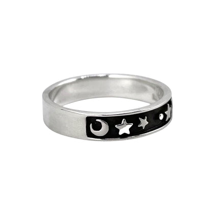 Star Moon Ring Sterling Silver