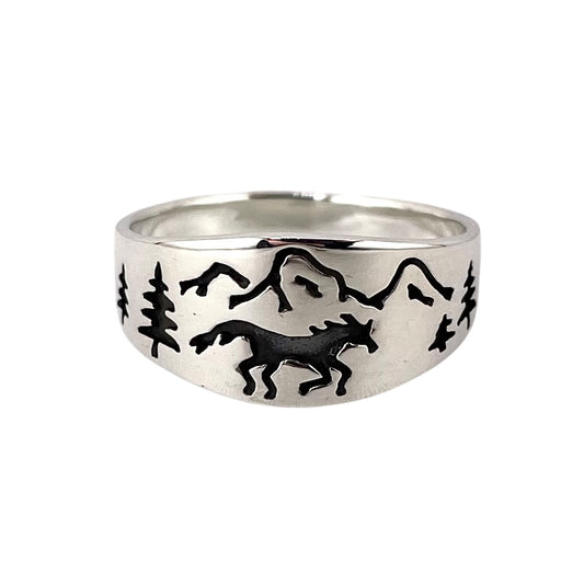 Mountain Range Horse Ring Sterling Silver