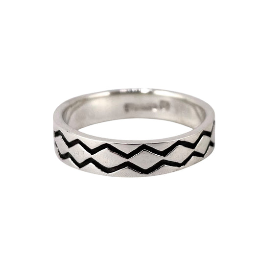 Zig Zag Band Ring Sterling Silver