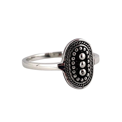 Round Bead Oval Ring Sterling Silver