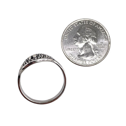 Round Bead Oval Ring Sterling Silver