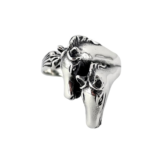 Double Horse Head Ring Sterling Silver