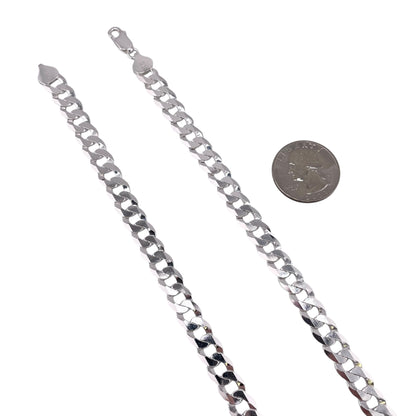 Sterling Silver Super Flat Curb 200 8mm Bracelet Chain Italian Italy Solid Mens Jewelry