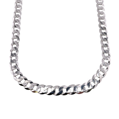 Sterling Silver Super Flat Curb 250 8.8mm Bracelet Chain Italian Italy Solid Mens Jewelry