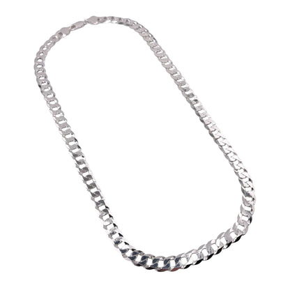 Sterling Silver Super Flat Curb 250 8.8mm Bracelet Chain Italian Italy Solid Mens Jewelry