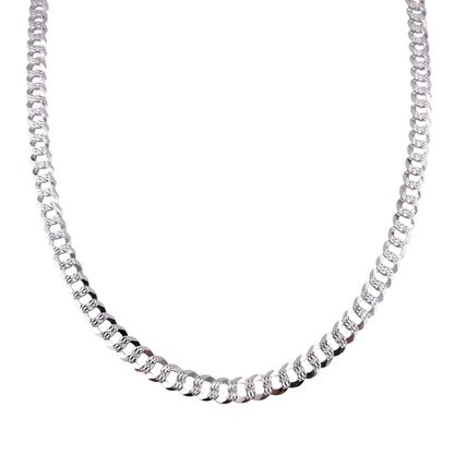 Sterling Silver Pave Super Flat Curb 200 8mm Bracelet Chain Italian Italy Solid Mens Jewelry