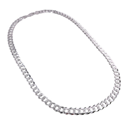 Sterling Silver Pave Super Flat Curb 200 8mm Bracelet Chain Italian Italy Solid Mens Jewelry