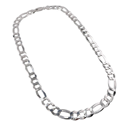 Sterling Silver Figaro Light 250 10.2mm Bracelet Chain Italian Italy Solid .925