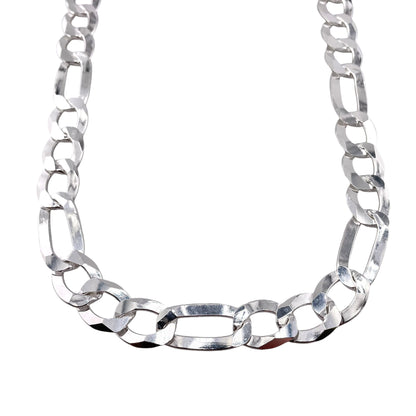 Sterling Silver Figaro Light 350 13.9mm Bracelet Chain Italian Italy Solid .925