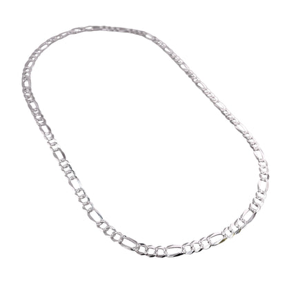 Sterling Silver Pave Super Flat Figaro 150 (5.8mm) Bracelet Chain Italian Italy Solid .925