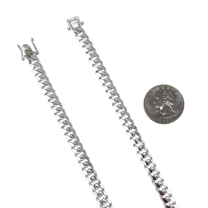 Sterling Silver Miami Cuban 200 7mm Box Lock Bracelet Chain Italian Italy Solid Mens Jewelry