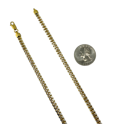 14K Gold over Sterling Silver Miami Cuban Pave 150 4.9mm Two Tone Chain Necklace Bracelet